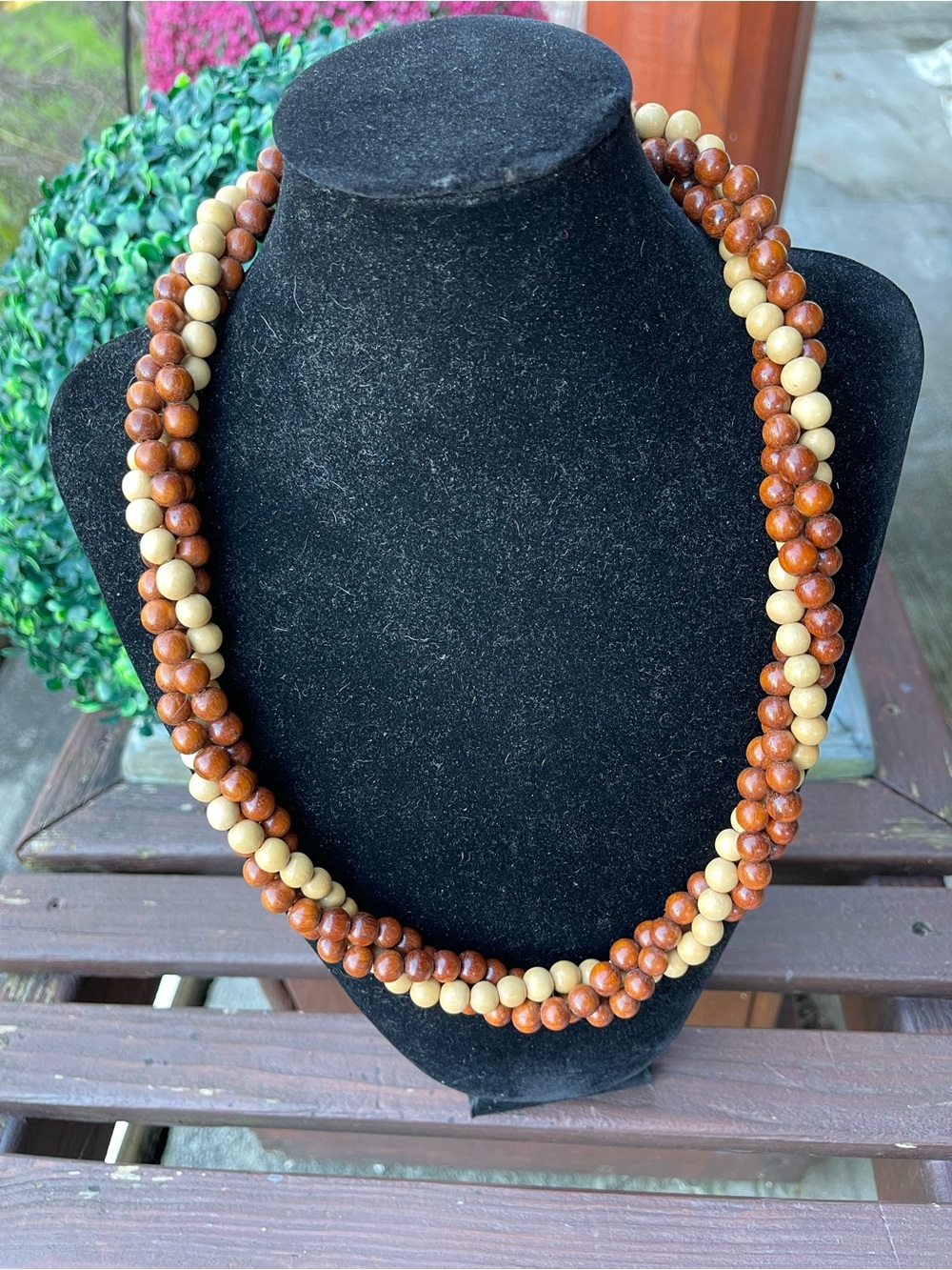 Lot of 4 Handmade Wooden Bead Necklaces